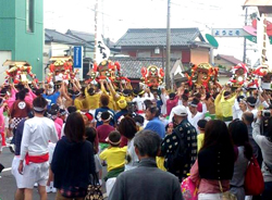 神戸山王まつり　七基の神輿の一斉差し上げ